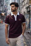 Maroon Floral Polo Tee