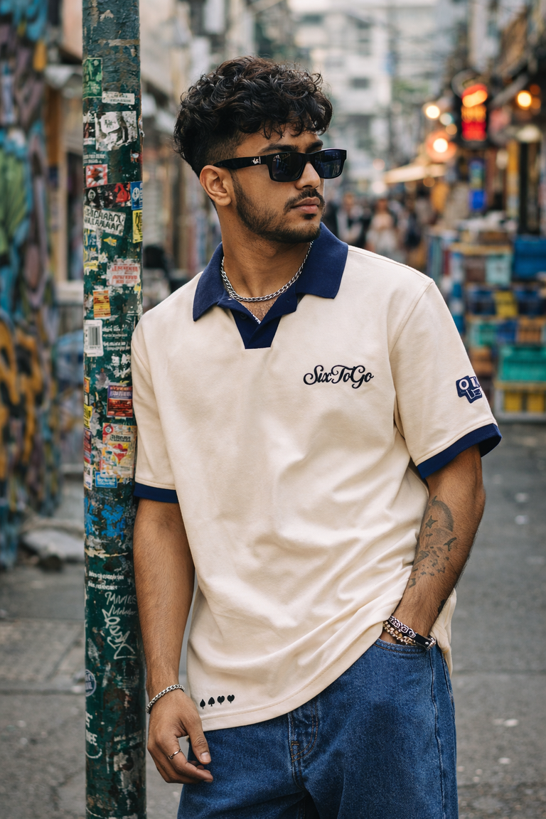 Classic Beige Poker Polo